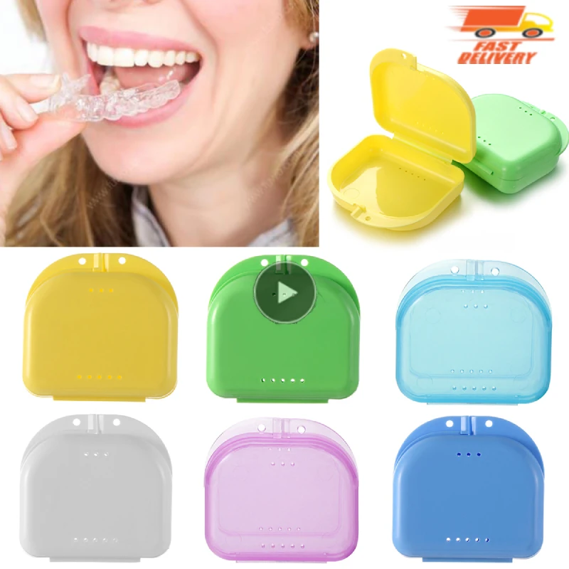 

6 Colors Fake Teeth Orthodontic Case Teeth Retainer Mouth Guard Denture Storage Plastic Box Oral Hygiene Supplies Organizer