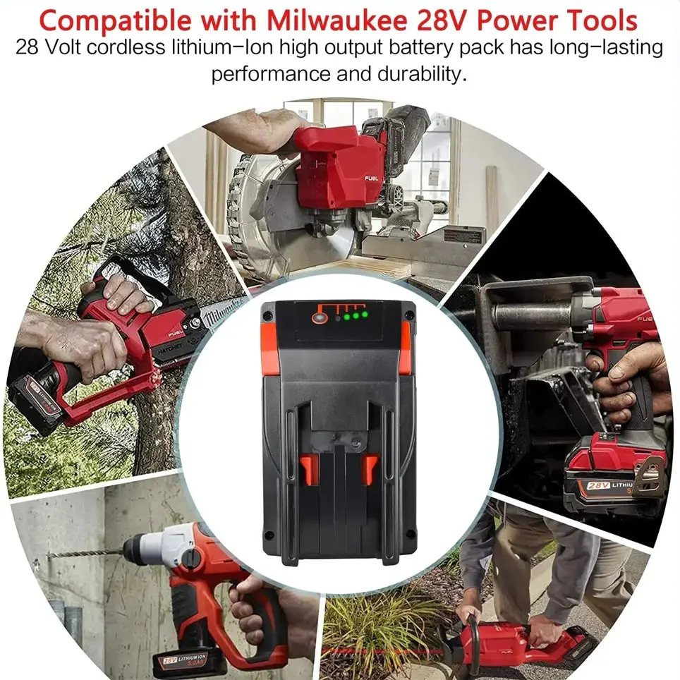 Фото Литий-ионный аккумулятор 28 В, 6,0 Ач для аккумуляторной батареи MILWAUKEE M28 V28 Power 48-11-2830, 28 В №5