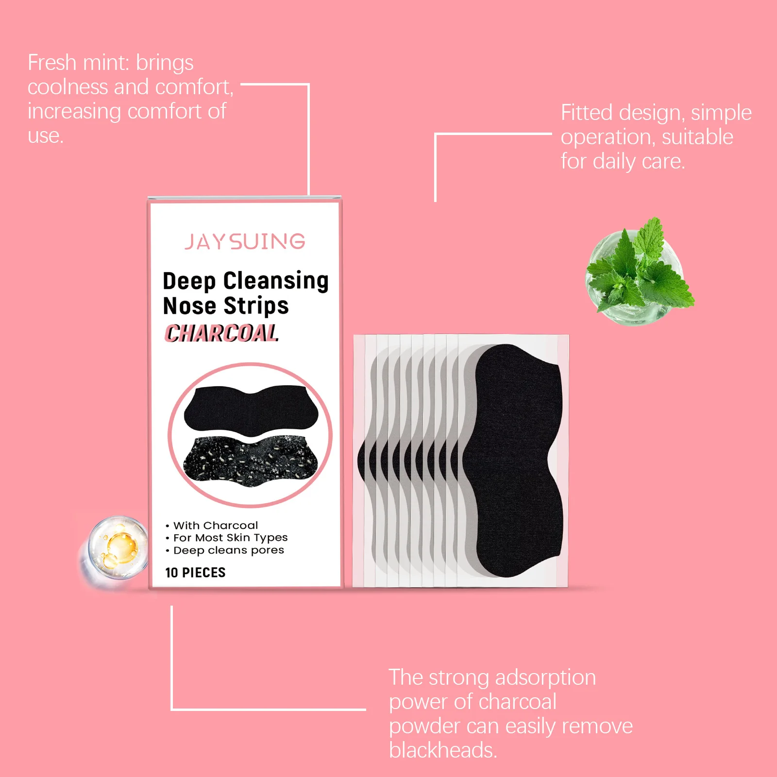 Полоска для удаления черных точек угольная отшелушивающая маска лица белые