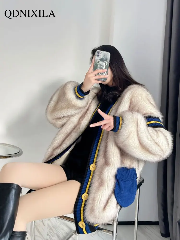 Women's Jackets 2022 Autumn and Winter New Korean Version Cardigan Imitation Fur Coat Warm Fur Coat Luxury Woman Fur Coats