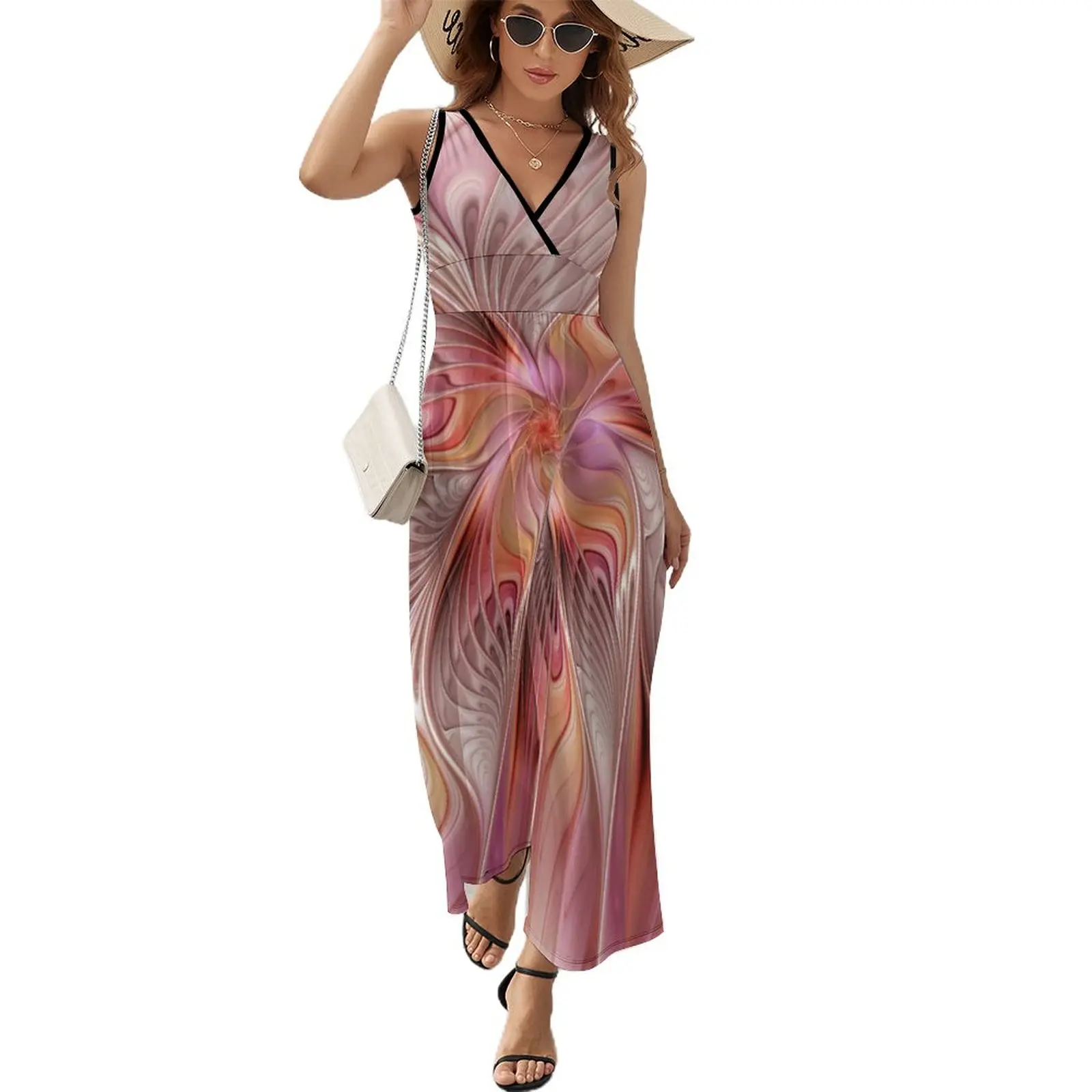 

Платье-бабочка в стиле бохо женское, Пляжное длинное платье с абстрактным изображением фрактала, с принтом в виде бабочек, милая одежда с графическим принтом в подарок