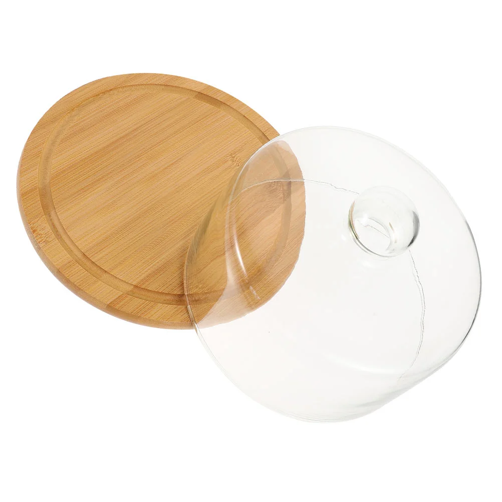 

Cake Cover Dome Stand Dessert Display Plate Tray Platter Cupcake Lid Serving Round Cloche Wooden Cheese Bell Jar Wood Server