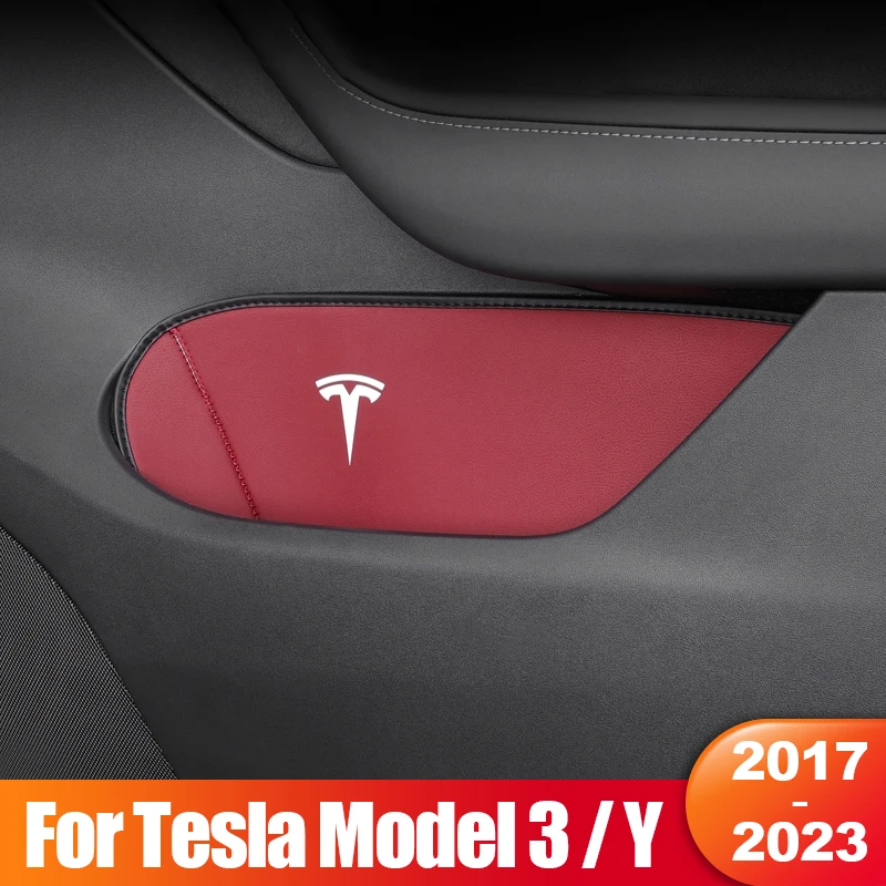 

For Tesla Model 3 Model Y 2017- 2021 2022 2023 Leather Car Door Side Storage Box Door Handle Armrest Tray Organizer Accessories