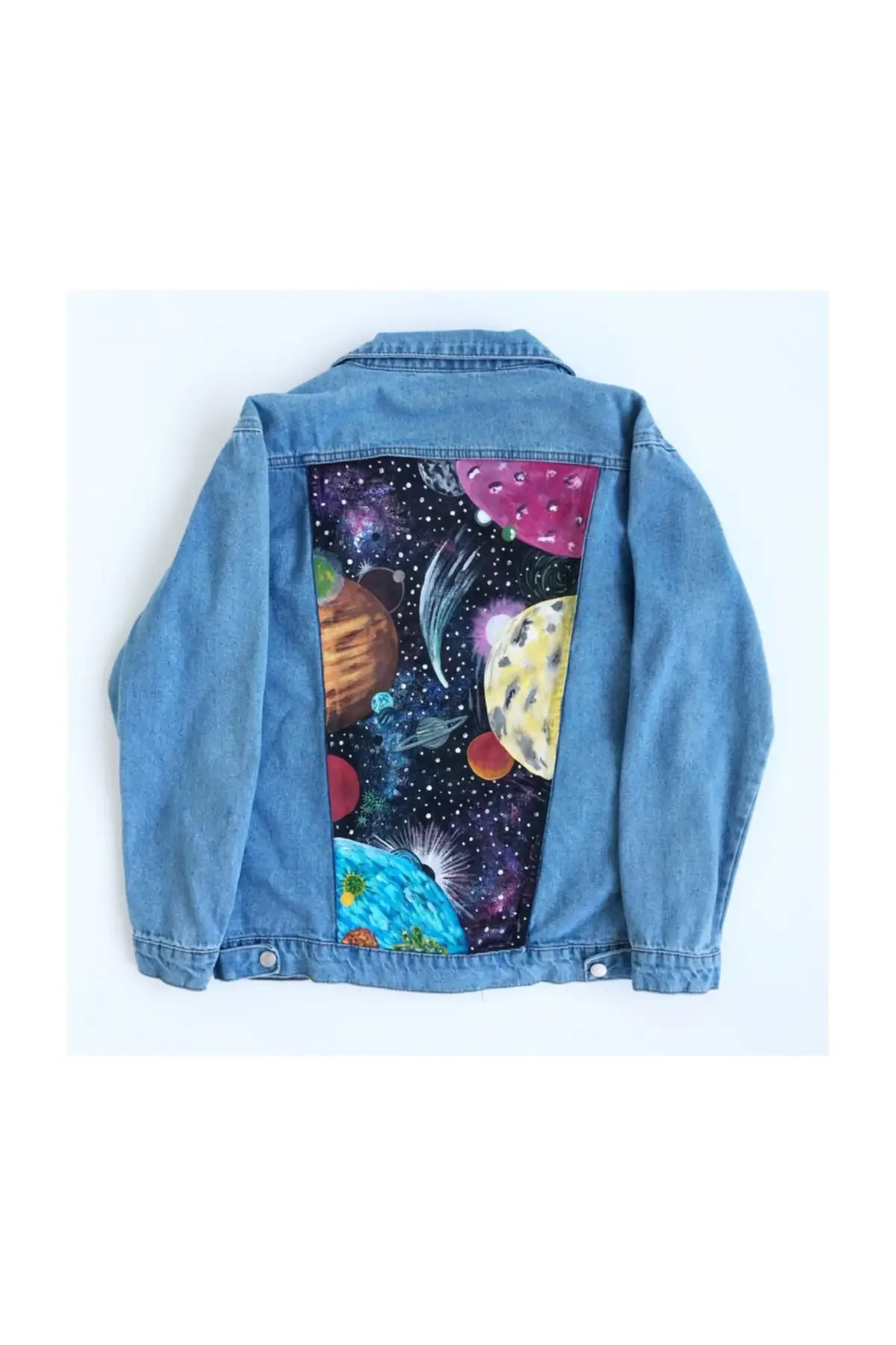 

Женская модная джинсовая куртка, пальто с ручной росписью, дизайнерская джинсовая куртка Galaxy