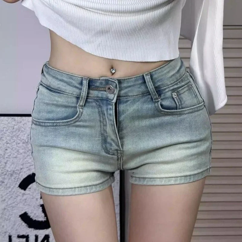 Шорты женские джинсовые с карманами на талии уличные Короткие штаны из денима