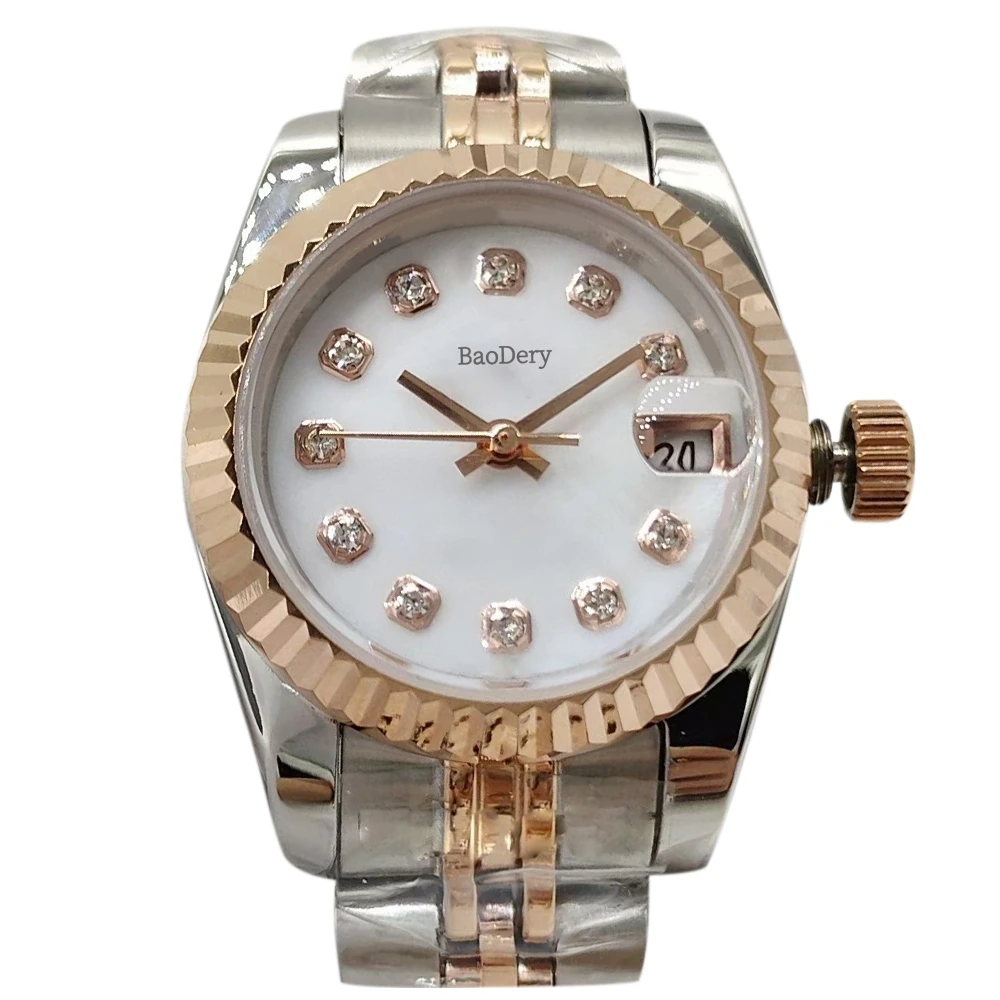 Полностью автоматические элегантные женские часы со стальным браслетом 26 мм