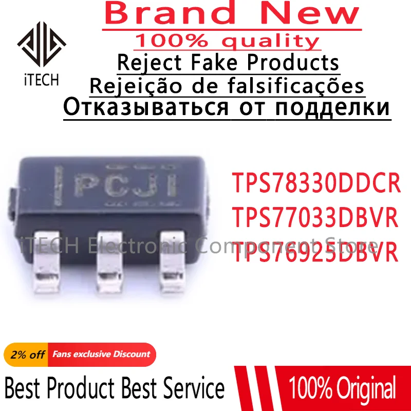 

2-5Pcs 100% New TPS76925DBVR TPS76925D PCJI TPS77033DBVR TPS77033D PCXI TPS78330DDCR TPS78330D DAZ SOT-23-5 chips ic