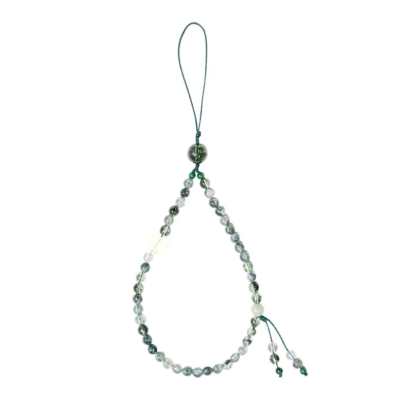 Watergrass agate explosive crystal white crystal mobile phone chain 6mm DIY women's Bodhigen jade accessories simple jewelry