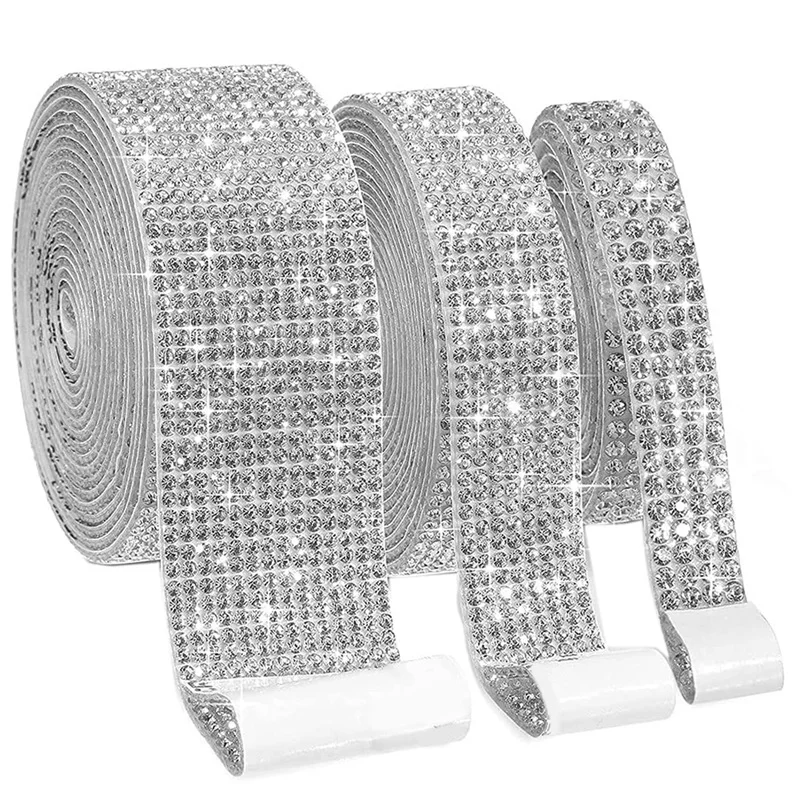 

BMBY-3Roll Rhinestone Ribbon Self-Adhesive Rhinestone Ribbon Row Drill DIY Paste Drill Crafts Clothing Birthday Decoration