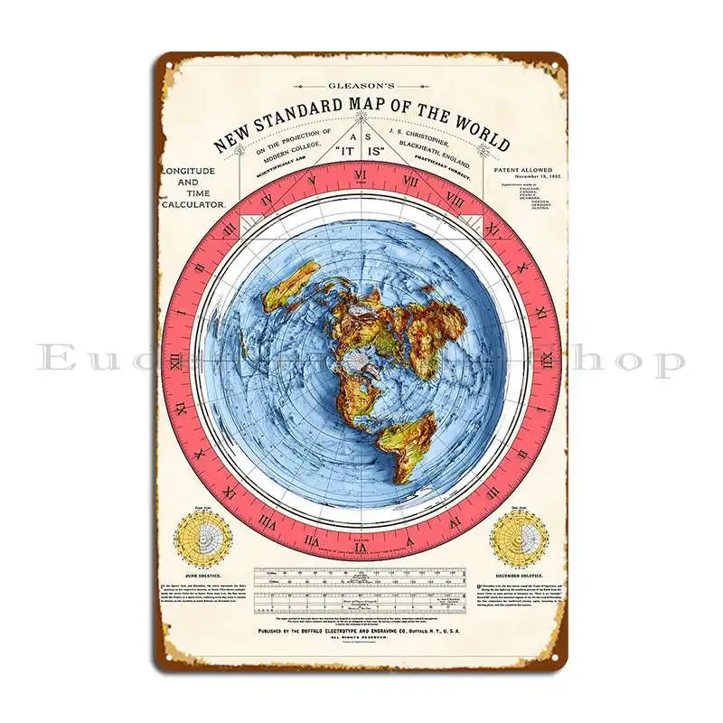 Винтажная 3d новая Стандартная карта мира металлический знак плоской земли