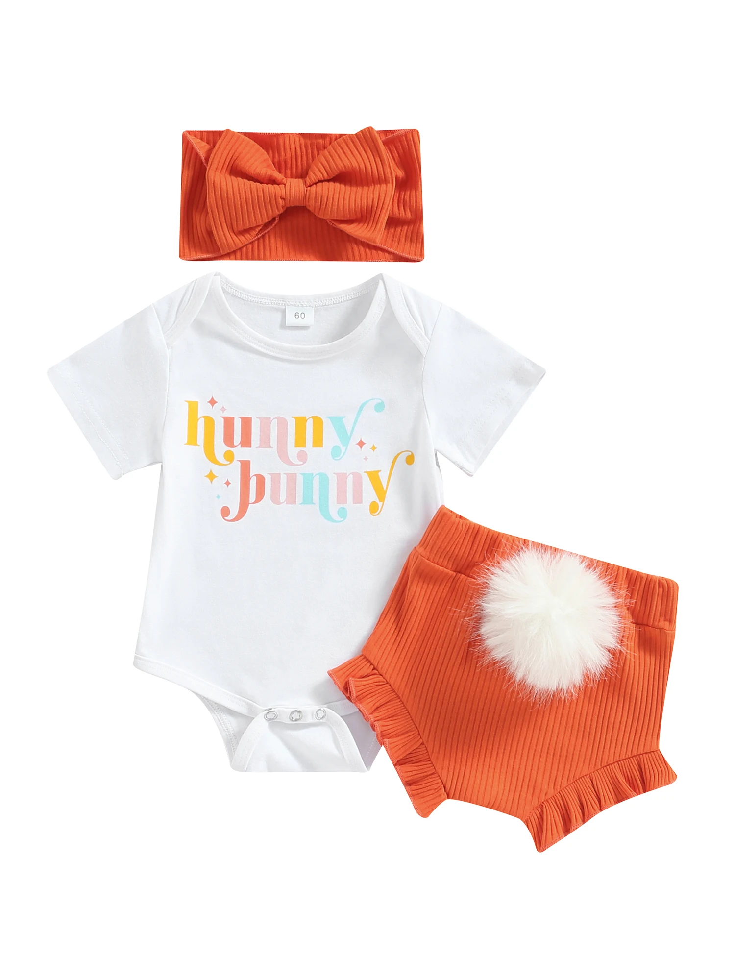 

3 шт., Детский комбинезон с коротким рукавом, с принтом букв