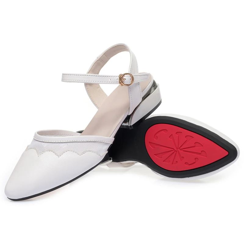 AIYUQI Women's Summer Shoes Genuine Leather Closed Toe Non-slip Dress Women's Sandals Mid Heel Cutout Women's Sandals