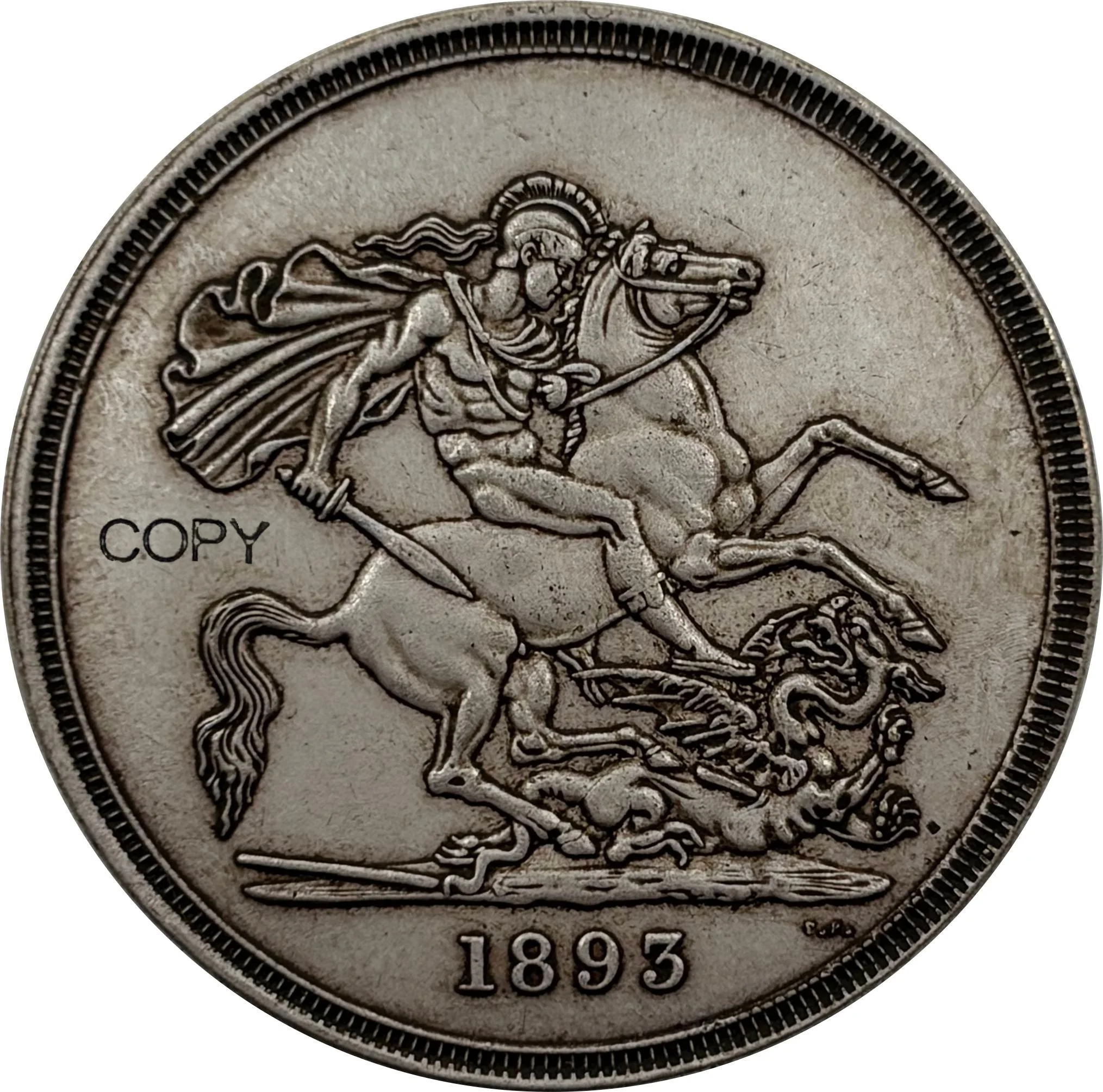 Великобритания 1893 1-лировая монета с изображением королевы Виктории, 3-е портретное изображение, металлическая, посеребренная, копия, сувенирная монета (art.: 3920da126cce8) - 3920da126cce8