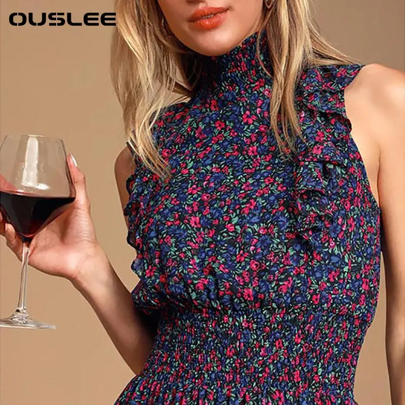 Ожсля Женское платье Летняя элегантность Безрукавное Пляжное Повседневное Бохо Все платья Женская галстук-галстук Вечернее платье Размер на.