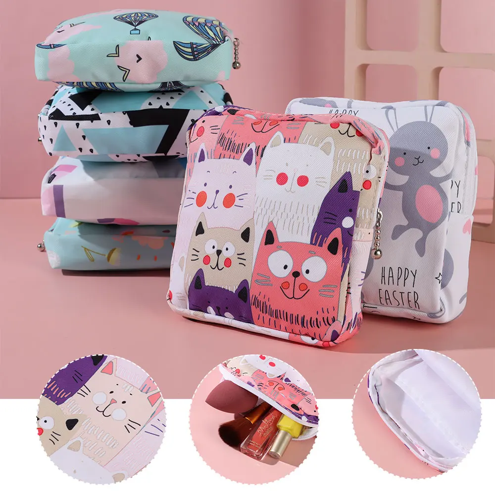 

Sanitary Napkin Storage Bag Women Tampon Bags Credit Card Holder Pouch Napkin Towel Cosmetics Cotton Coin Purse Organizer