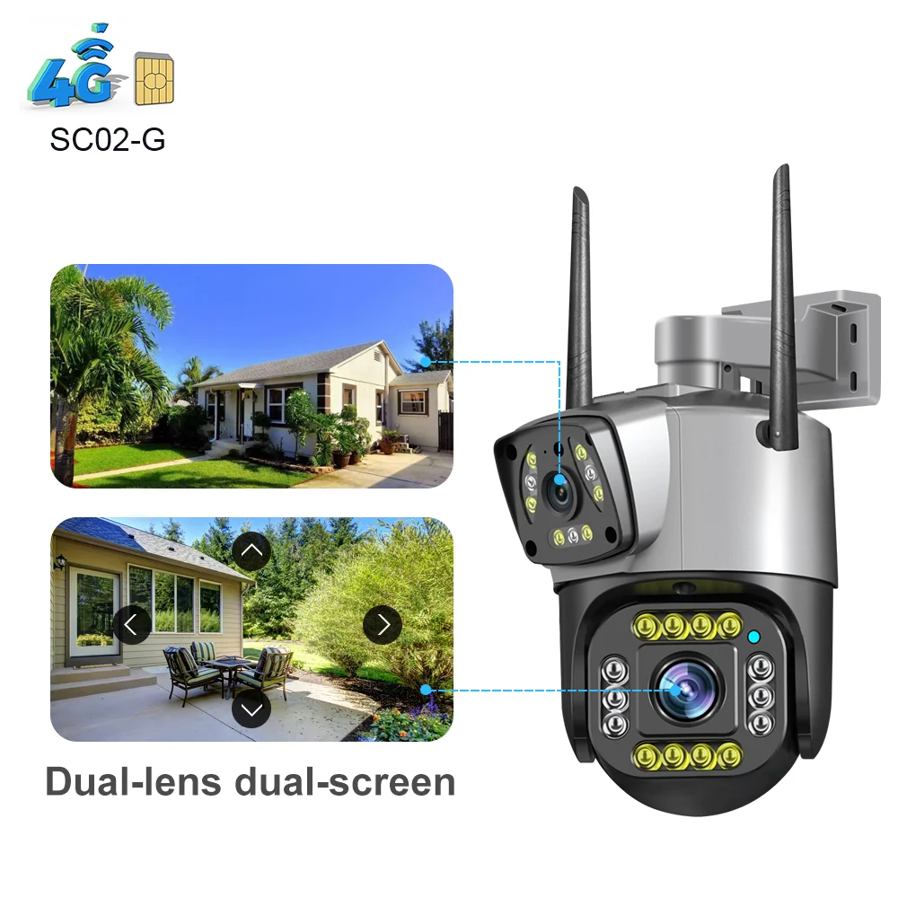 

2023 4MP 4G Security Camera PTZ Bullet 2K Dual Lens Motion Human Detection Auto Tracking Outdoor Wireless Surveillance Camera IP