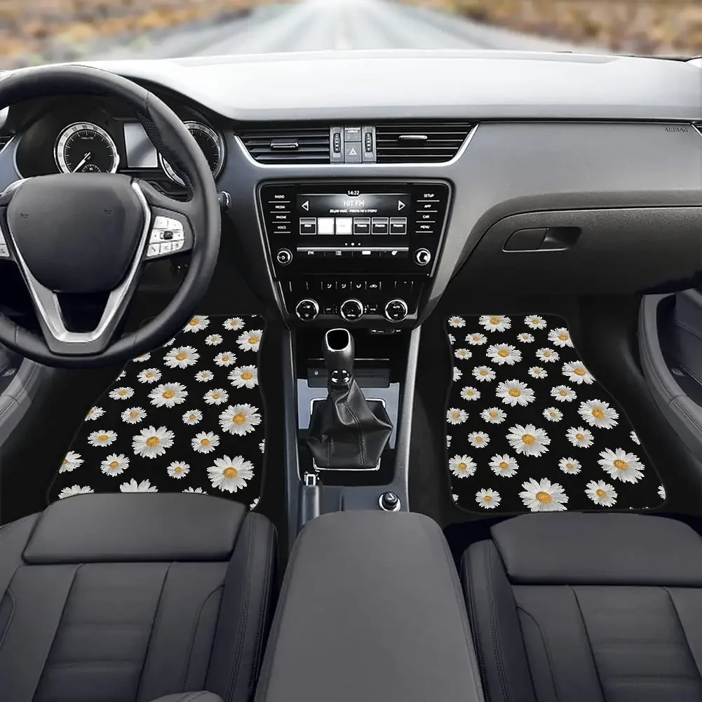 Винтажные автомобильные коврики JoyLamoria с маргаритками 4 шт. Цветочный декор