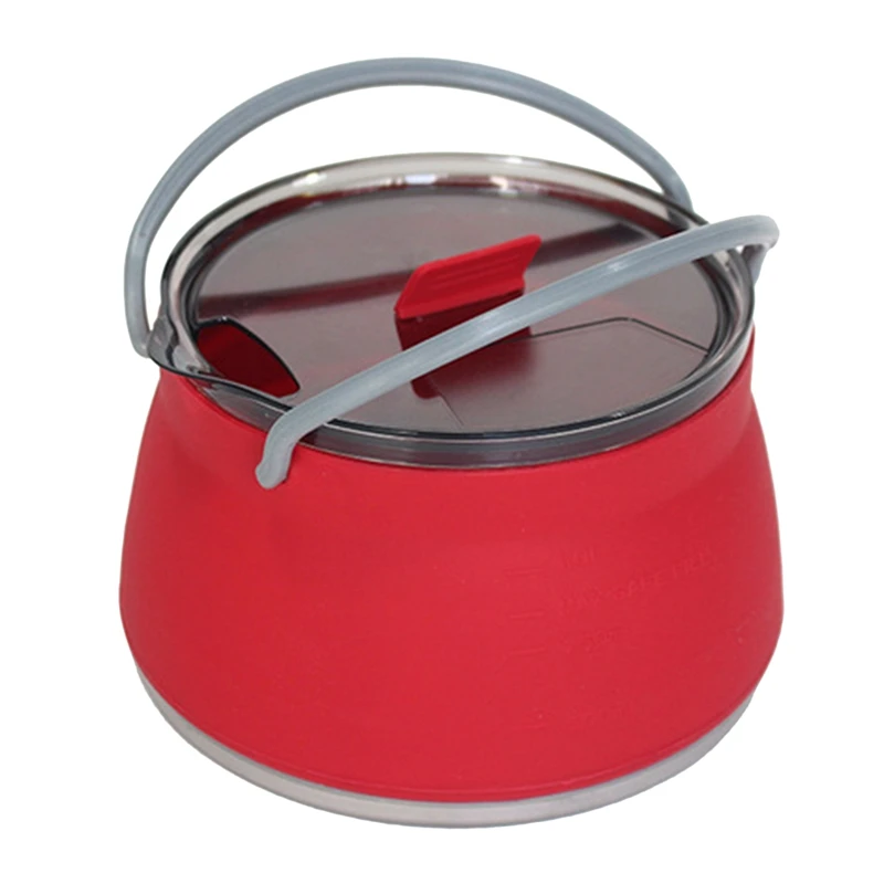 

1L Outdoor Foldable Water Portable Silicone Kettle Cooking Food Pot Stainless Steel Bottom Folding Water Kettle