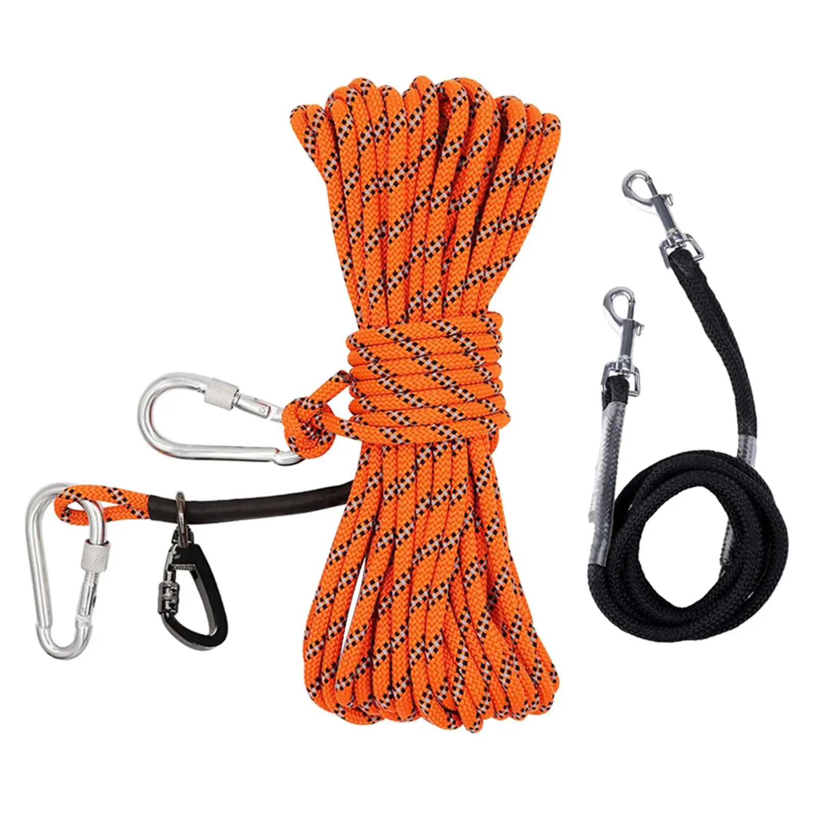 

50ft Dog Trolley Runner Cable Portable D Ring Durable Nylon Training Tether Walking Leads Ropes Line for Outdoor Activities Yard