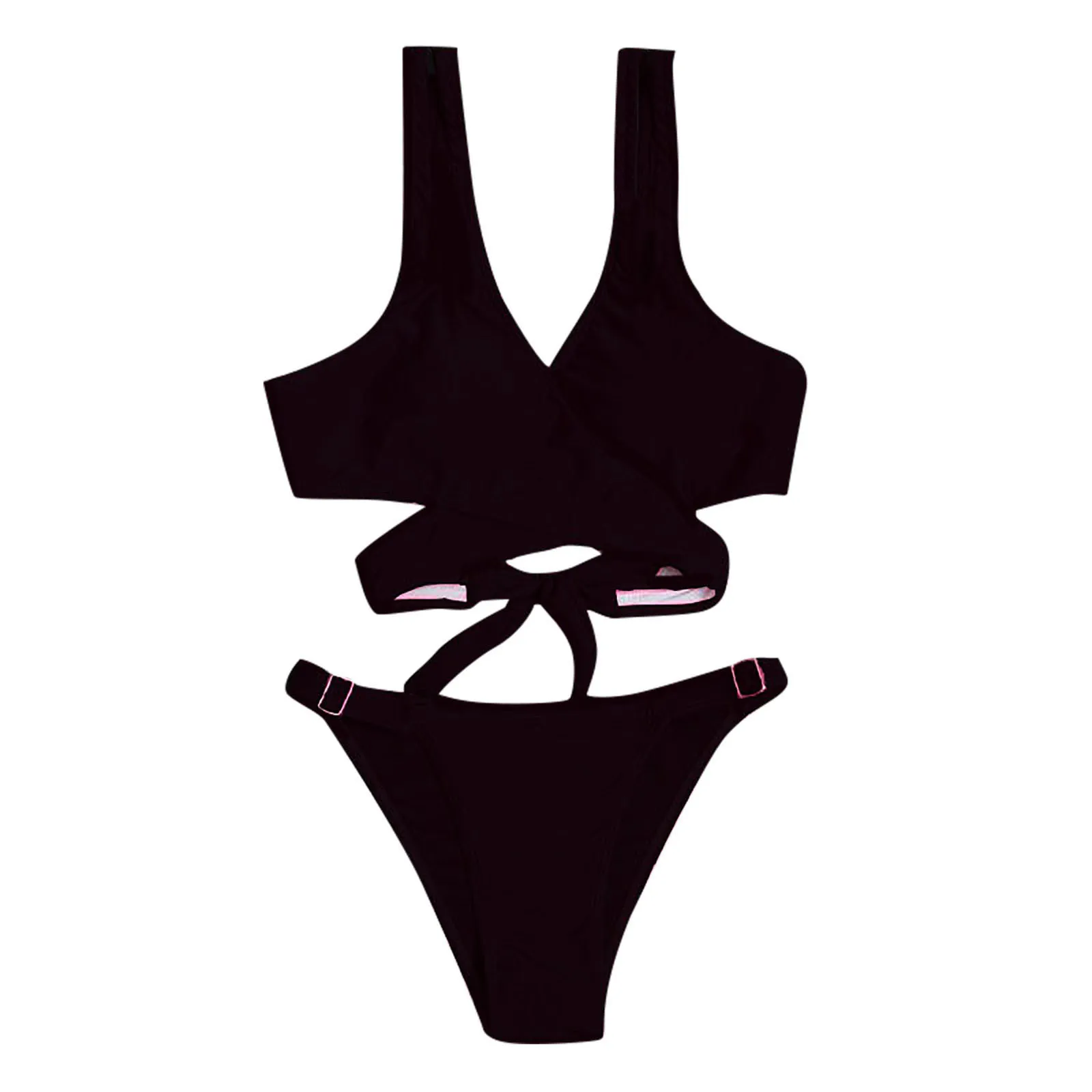 

Женский сексуальный однотонный комплект бикини с высоким вырезом и пуш-ап, купальник из двух предметов, бикини 2023, женская одежда, новый купальник