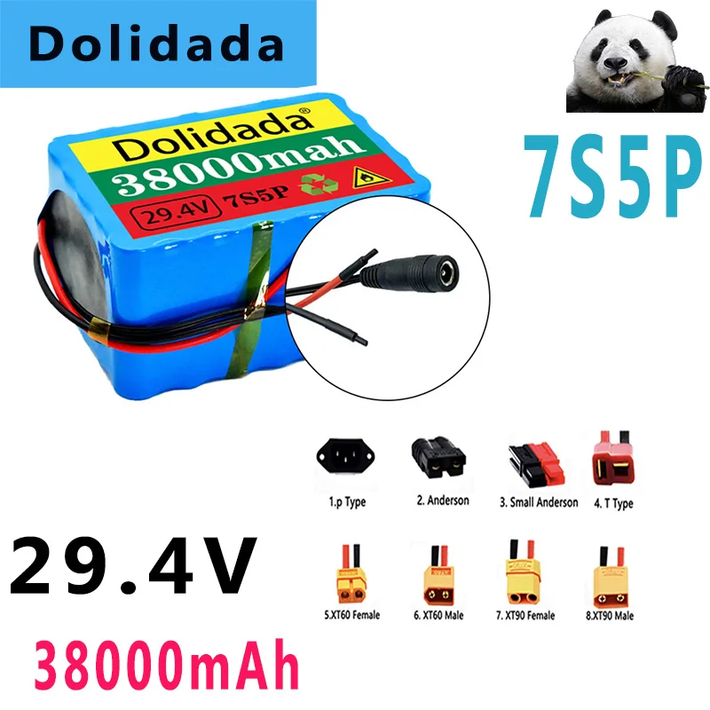 

Dolidada 7s5p 24v 38ah Power Battery Pack 15a Bms 500w 29.4v 38000mah for Wheelchair Motor Electric, 2a Charger