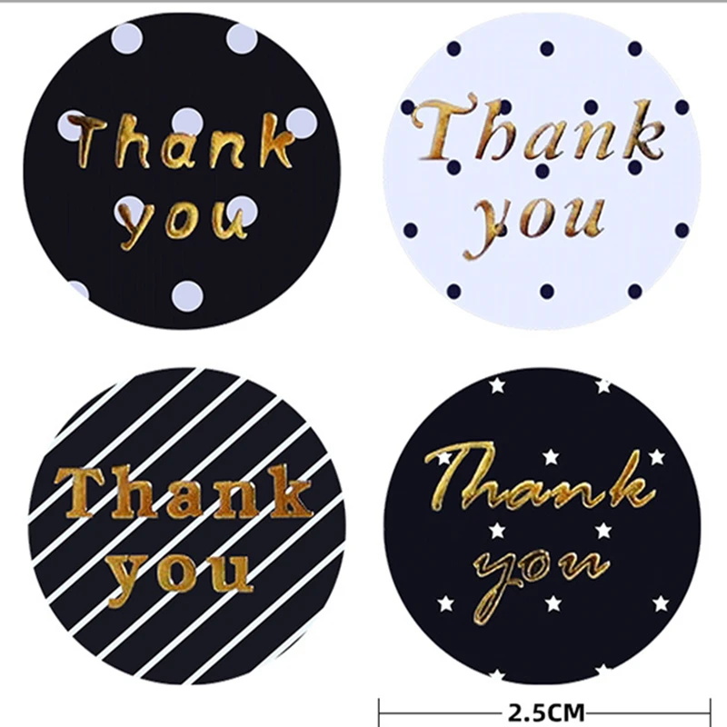 

100/500 шт., декоративные наклейки с надписью «Thank you»