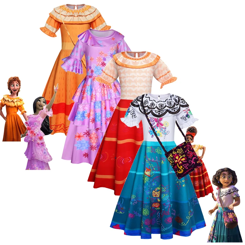 

Disney Encanto Costume Princess Dress Suit Charm for Girls Cosplay Isabela Carnival Birthday Party Christmas Girls Clothes Bag
