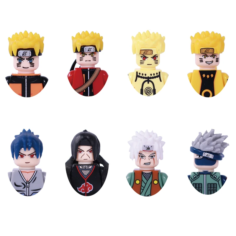 

Конструктор Наруто Саске Какаси Акацуки, аниме Мультяшные мини-фигурки, головки в сборе, игрушки для детей, подарок на день рождения