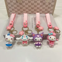 kawaii sanrio keychain hellokittys cinnamoroll kuromi cartoon cute sweet cherry bag pendant anime accessories girl birthday gift