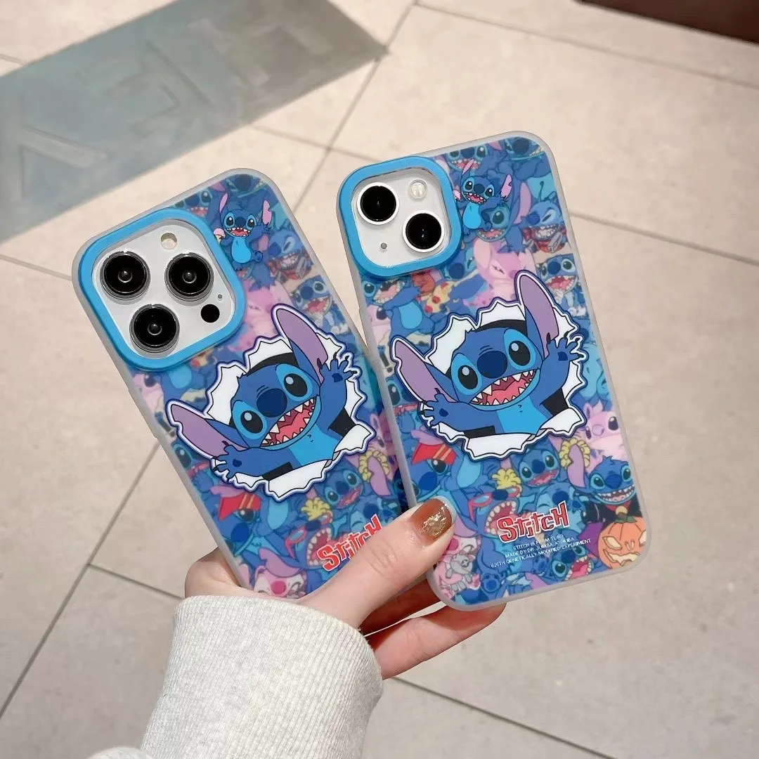 

double-sided lamination disney stitch Phone Cases For iPhone 14 13 12 11 Pro Max 14PROMAX Back Cover