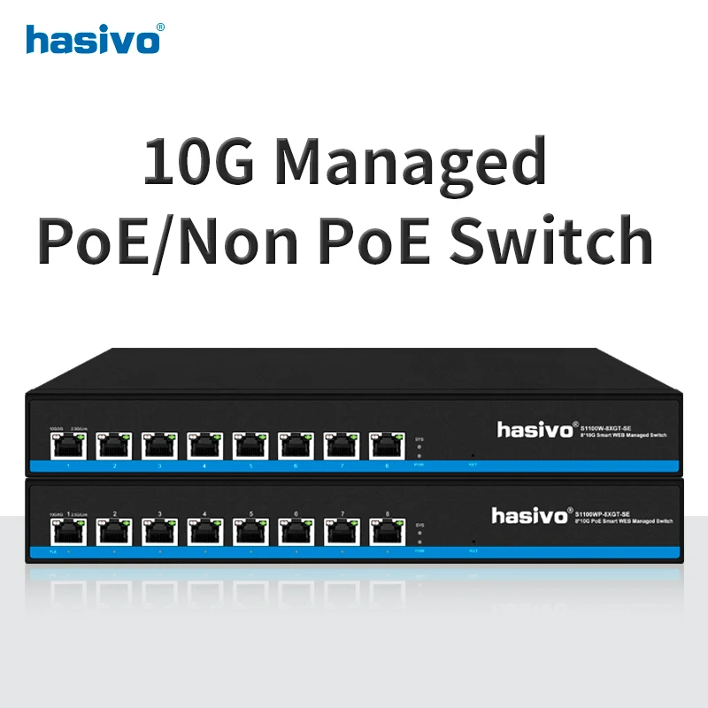 Сетевой коммутатор Hasivo, 10 гигабитных PoE или без Ethernet-коммутатора PoE, 8*10 Гбит/с, порт RJ45, 10 Гбит/с, 10 Гбит/с, 10000 Мбит/с Сетевой коммутатор Hasivo, 10 гигабитных PoE или без Ethernet-коммутатора PoE, 8*10 Гбит/с, порт RJ45, 10 Гбит/с, 10 Гбит/с, 10000 Мбит/с