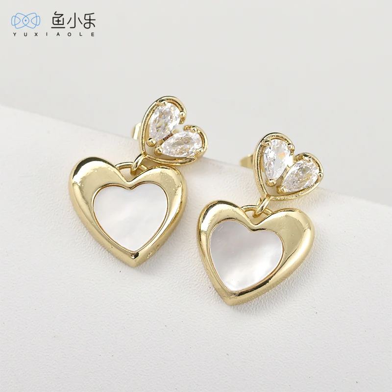 4K Electroplated Real Gold Color Retaining Height Texture Sticking Love Earrings Ear Studs DIY Rings Handmade Acce...