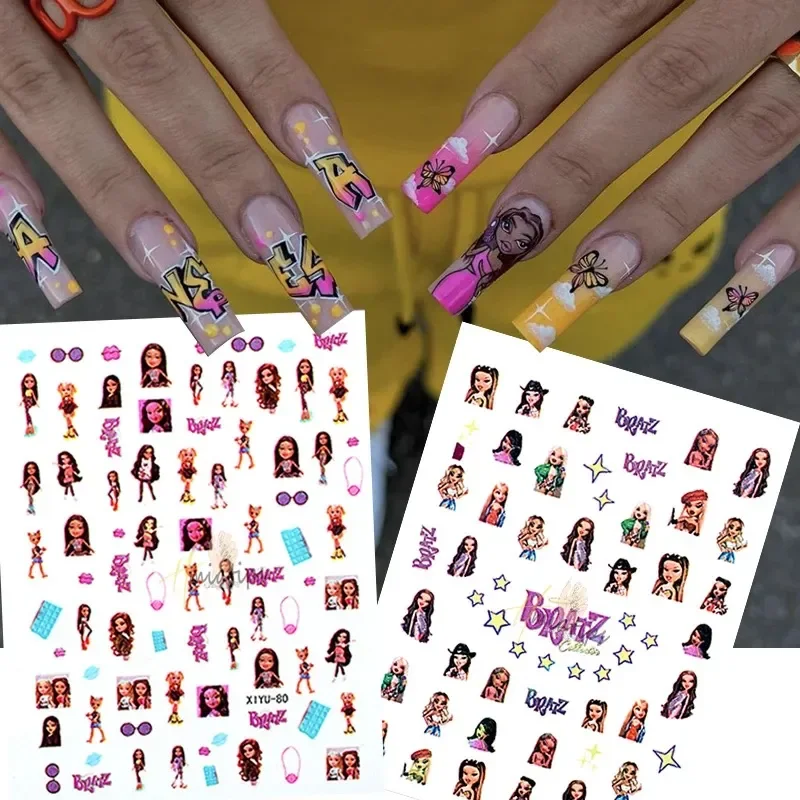 

1 шт. милые Мультяшные наклейки для ногтей «Барби» Детские Diy бронзирующие лазерные маникюрные бабочки аниме аксессуары для девочек макияж Косплей Подарки