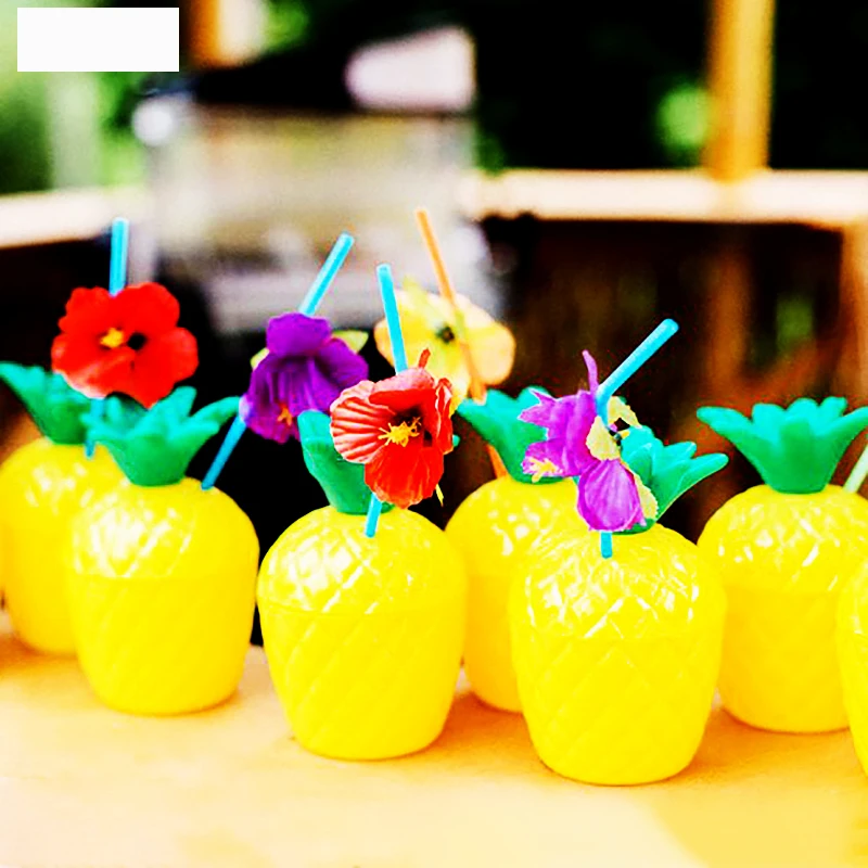 

6/12pcs Strawberry Pineapple Coconut Straw Drinking Cup Hawaiian Party Decorations Summer Wedding Beach Flamingo Birthday Party