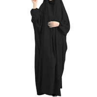 plain muslim prayer dress hooded islamic abaya kaftan with conservative hijab ramadan prayer dress for ethnic evening party