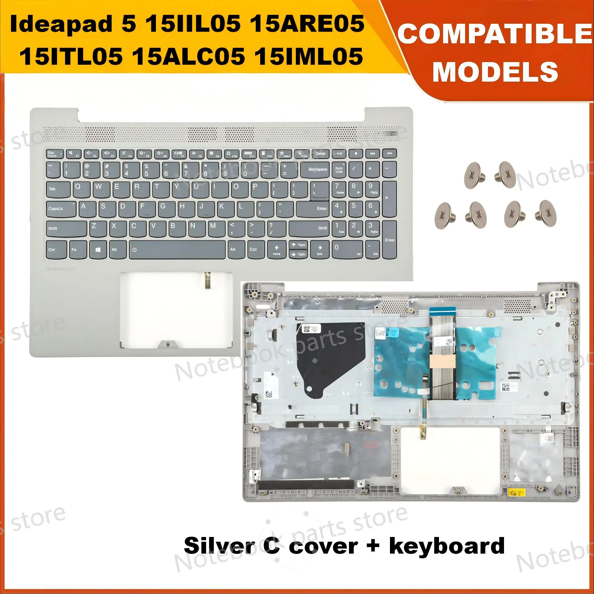 Фото Клавиатура с верхней частью для ноутбуков Ideapad 5 15IIL05 15ARE05 15ITL05 15ALC05 15IML05 GS557, 15.6 дюймов, с подставкой для рук №3