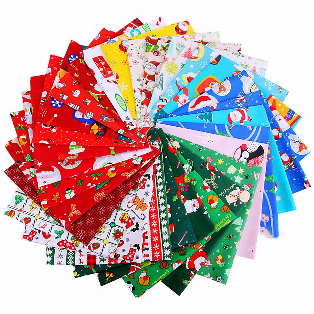 

25x25cm Digital Printed Christmas Gingerbread Man Santa Claus Pine Tree Fabric Handmade DIY Cartoon Doll Cloth 220g/m