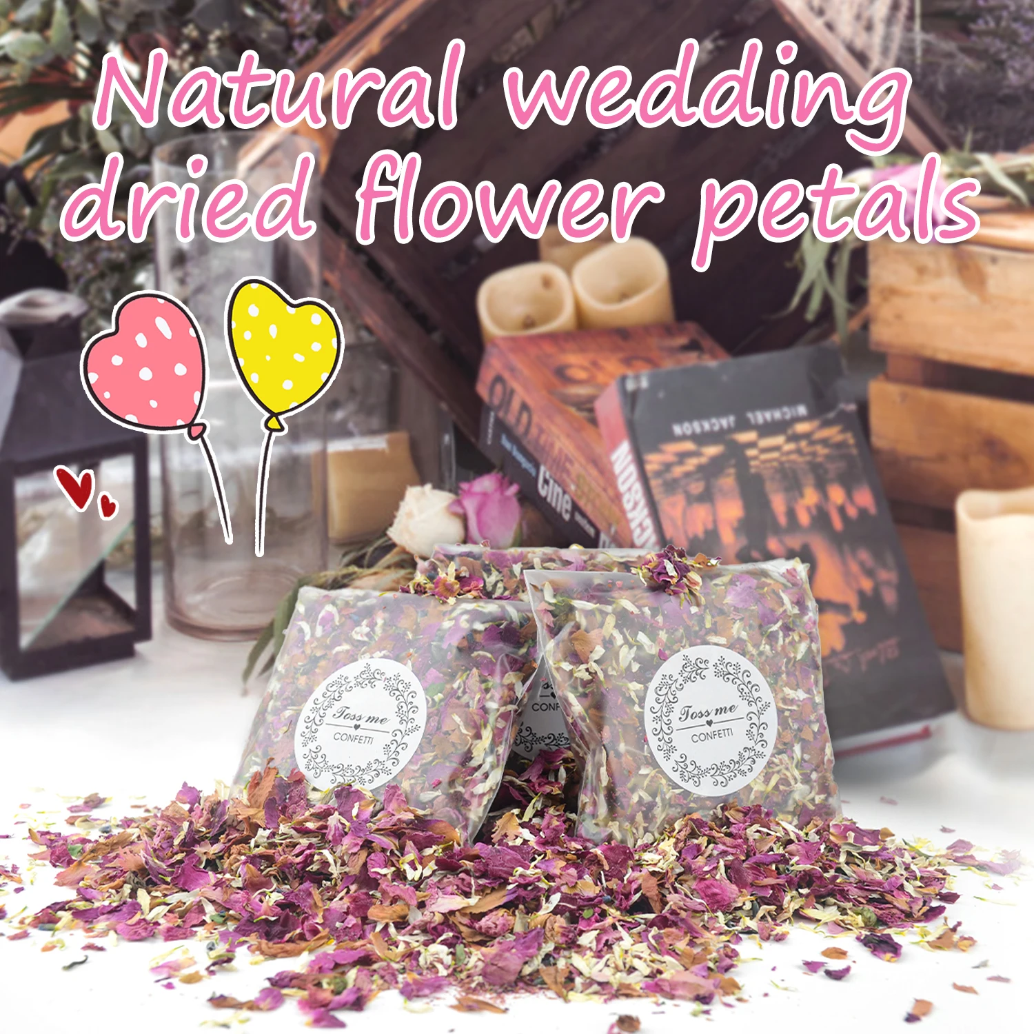 10/15/20Packs Natural Wedding Confetti Dried Flower Rose Petals Floral Bridal Shower Birthday Party Wedding Decoration