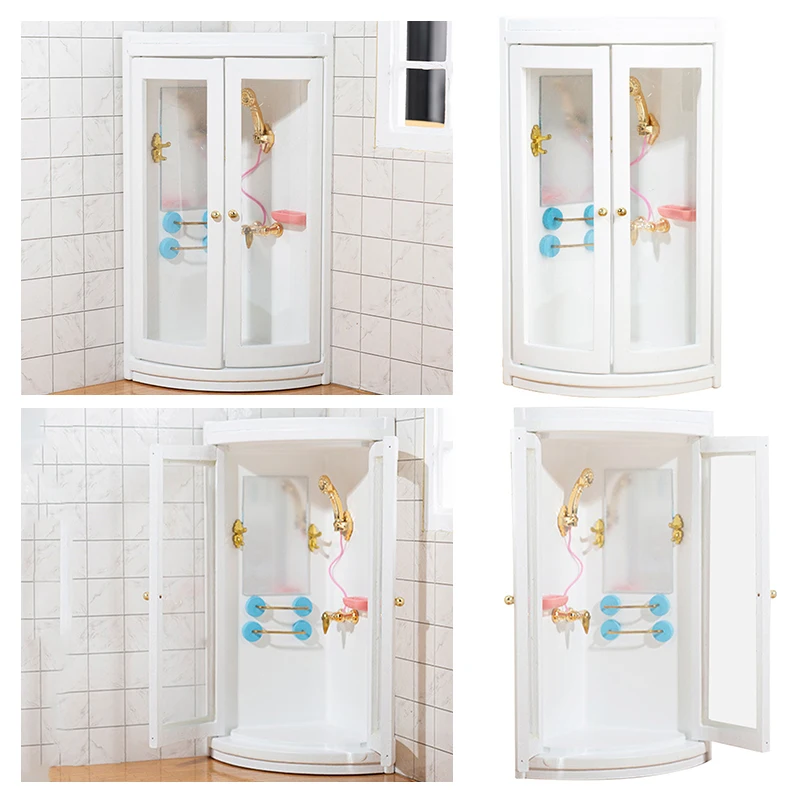 

Mini Model Shower Room Non-Toxic 1/12 Wooden Simulation Shower Room Handmade Home Decor Crafts Odorless Doll House Accessories