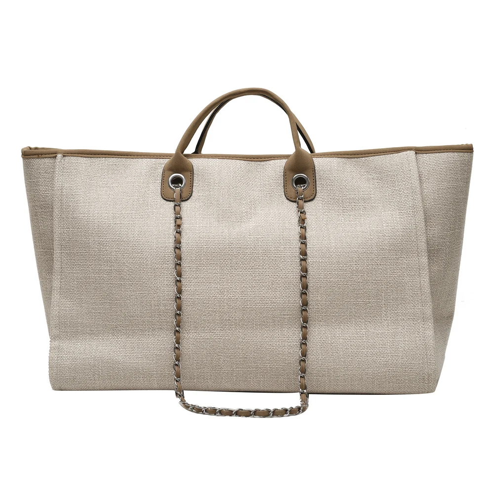 

New Women Tote Bag Fashion Canvas Large Handbag Chains Shoulder Bags Ladies Big Messenger Bag Shopping Bag