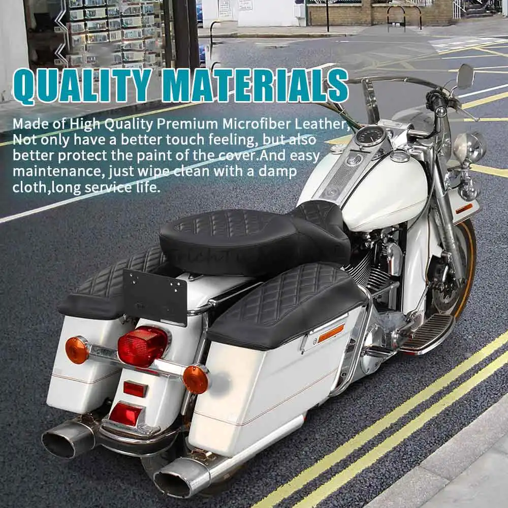 Фото Кожаная крышка для жестких кофров мотоциклов Harley Touring Street Road Electra Glide Ultra Limited FLHTK Road King 2014+ №4