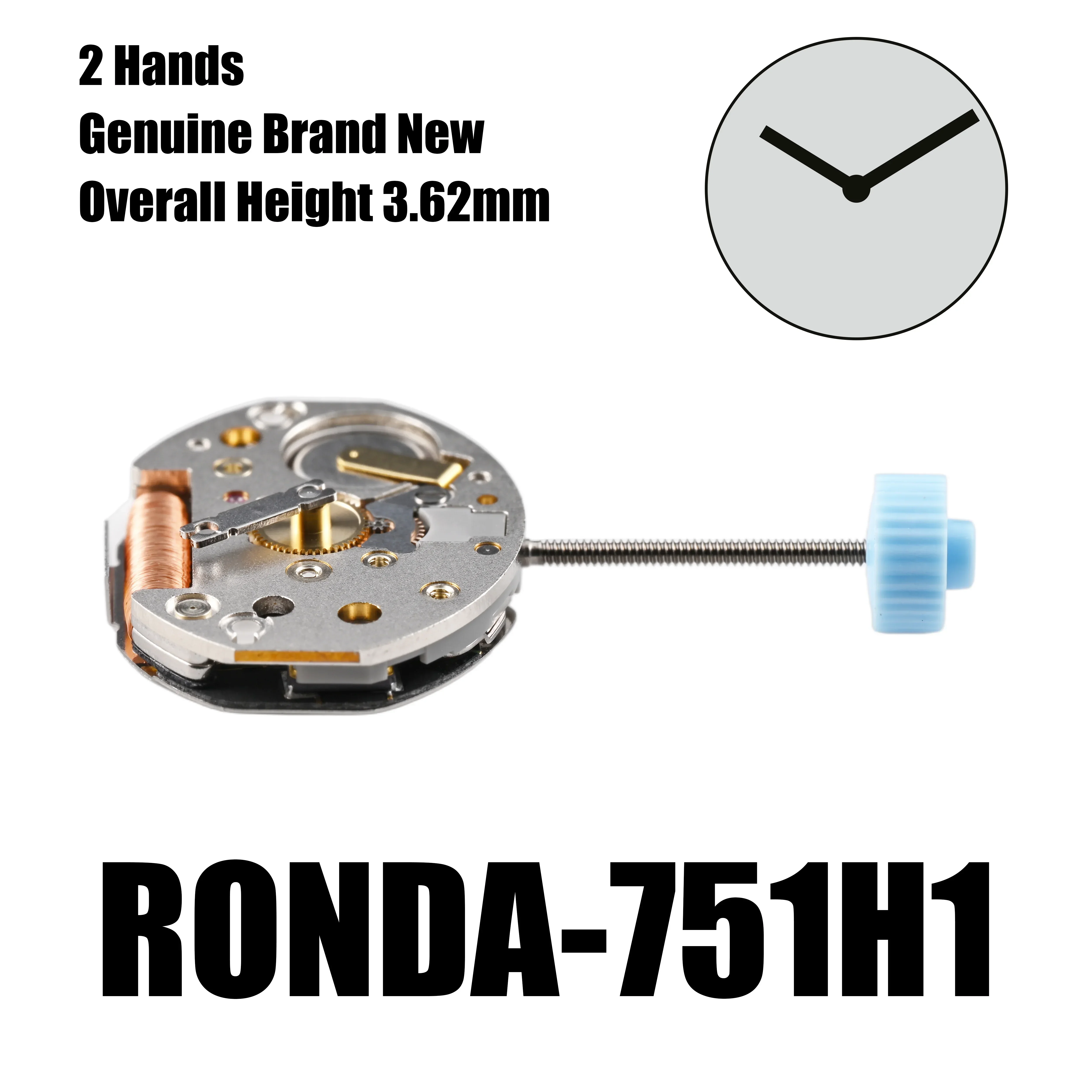 Подлинный новый оригинальный механизм 751 Ronda 2 стрелки 751H1 общая высота 3 62 мм