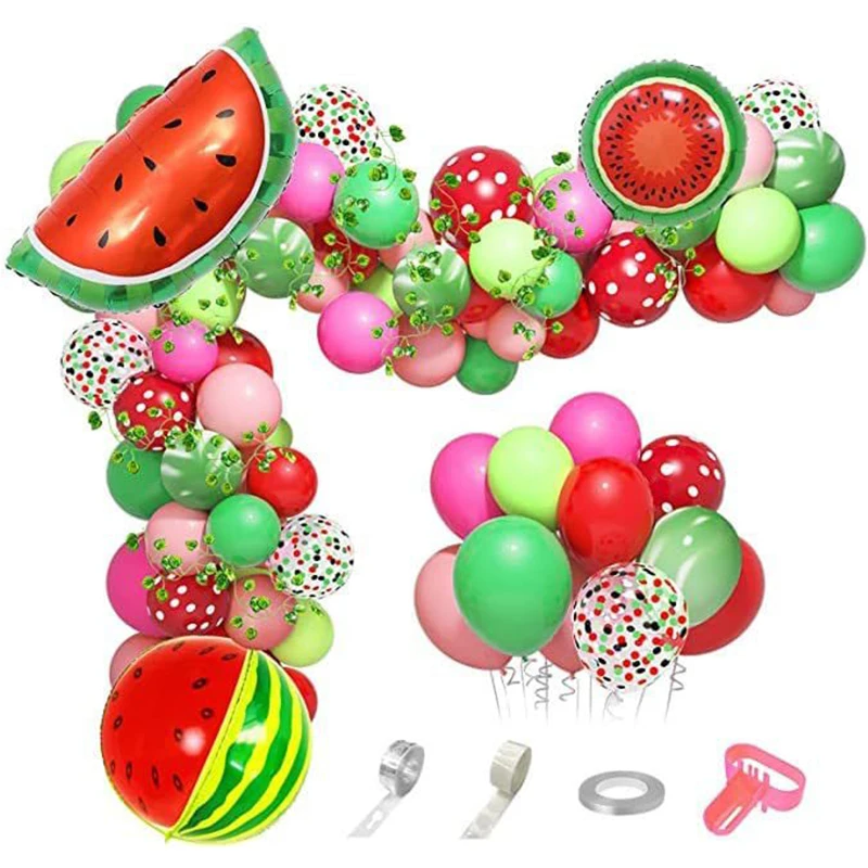 

106pcs Hawaiian Party Balloon Arch Kit Holder Watermelon Balloon Arch Set Children's Birthday Party Decorative Baby Shower