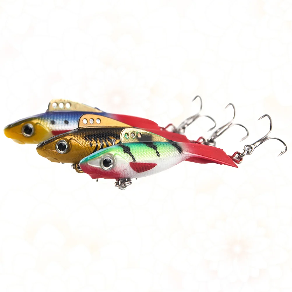 

3 Pcs Fishing Lure Life-like Ice Bait Hooks VIB Baits for Pike Walleye Yellow Perch