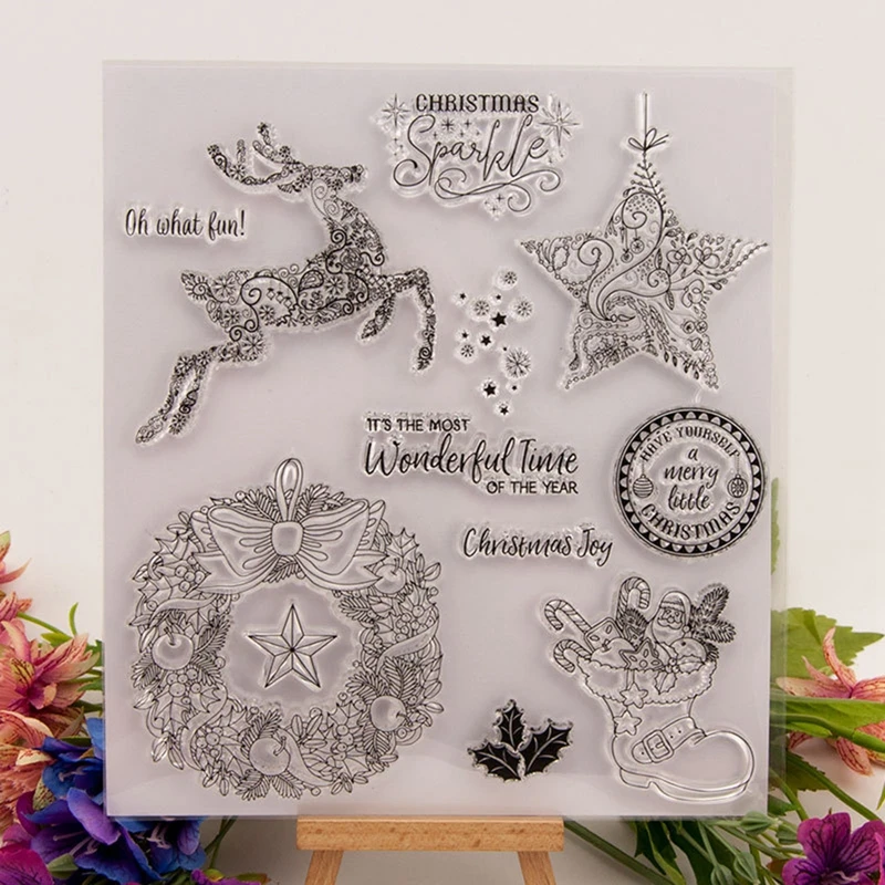 

DIY Stamp Happy Christmas Santa Claus Transparent Clear Silicone Stamp Diary Scrapbooking Card