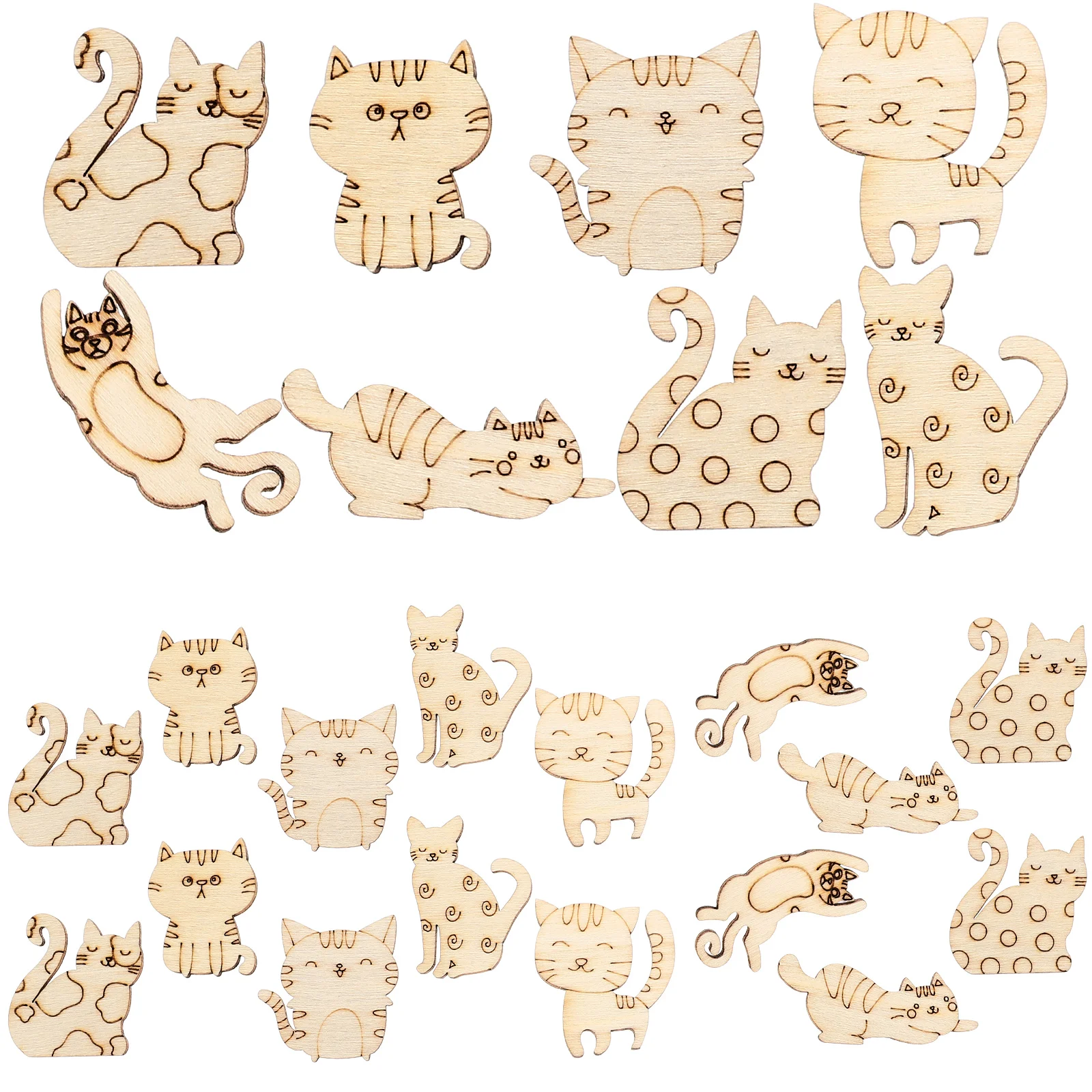 

Граффити чипы Незаконченный Кот вырез деревянные крафт декорации Дети Ручная роспись игрушки украшения Playset