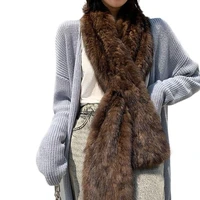 high end fashion real sable mink fur scarf lady winter solid black natural brown neckerchief female genuine fur fur collar 160cm