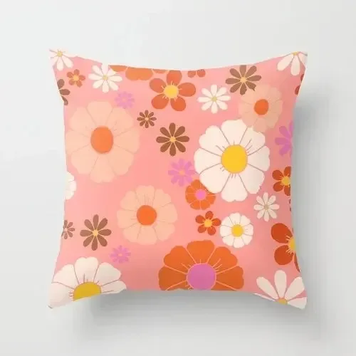 

Наволочка декоративная цветочный принт полиэстер 40x40 см