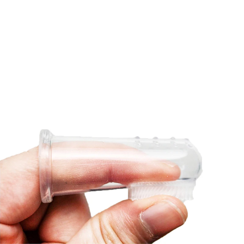 Зубная щетка на палец для домашних питомцев силиконовая прозрачная собак и кошек