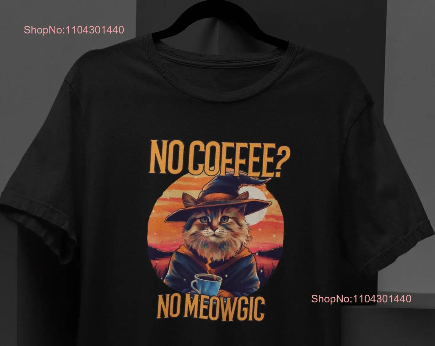 Футболка No Coffee Meowgic Cat Witch Hat забавная футболка на Хэллоуин для влюбленных с